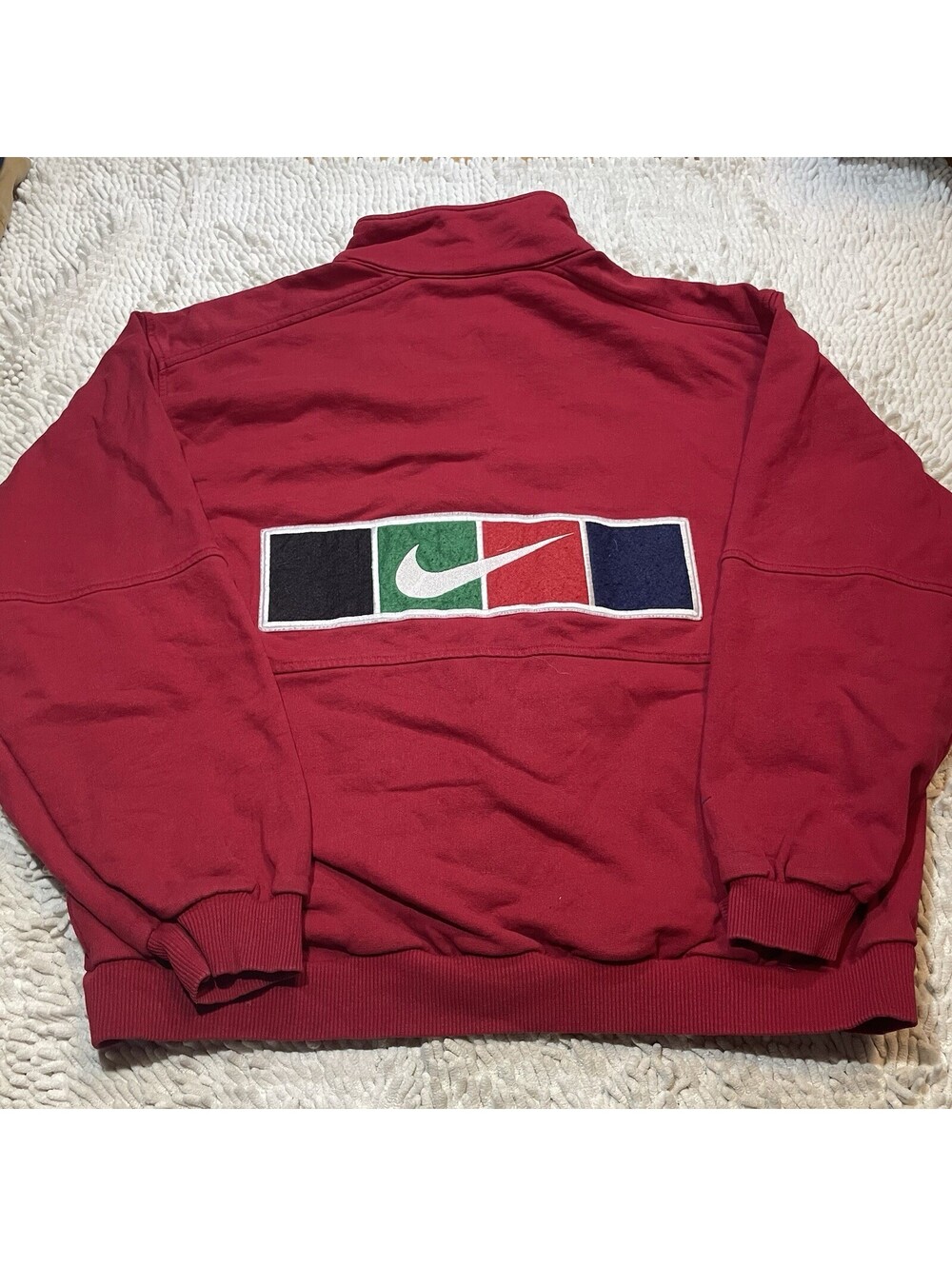 VTG Nike Red Mens Zip Up Sweater Large Court Andre Agassi Tennis Embroidered